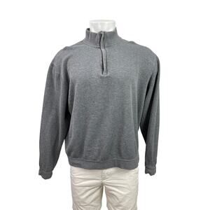 Cutter & Buck Men's Gray Knit 1/4 Zip Long Sleeve Mock Neck Sweatshirt Sweater L